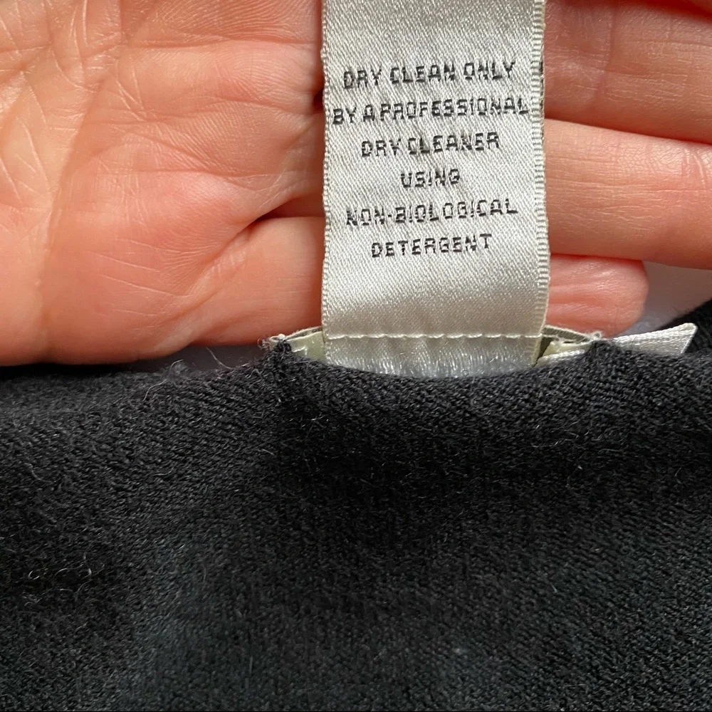 NEIMAN MARCUS SWEATER BOAT NECK BLACK TAN LEATHER SLEEVES Size S